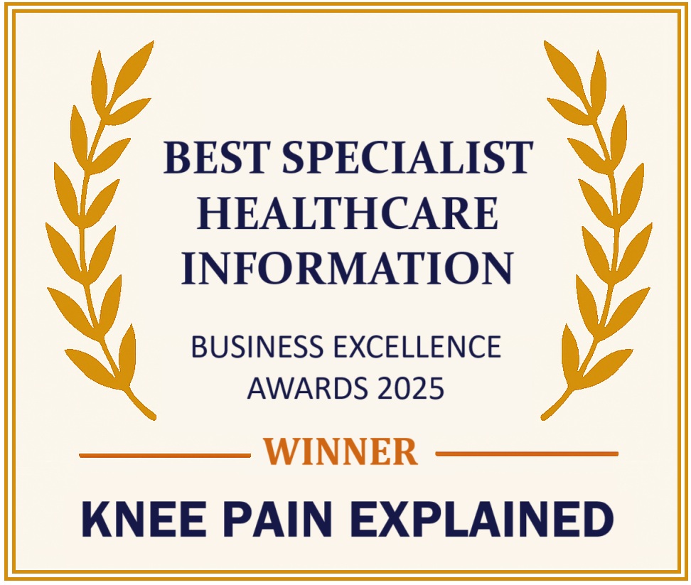 Knee Pain Explained is the proud winner of "Best Specialist Healthcare Information Organisation" at the 2025 Business Excellence Awards