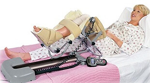 A CPM machine rhythmically bends your knee up and down to variable degrees of flexion.  Some people use this after a knee replacement to prevent or treat stiffness