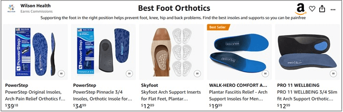 Best Foot Orthotics to correct foot alignment and reduce pain: Wilson Health Amazon Storefront
