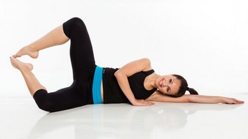 The Clam, stage 2.  Excellent knee rehab exercise to strengthen the glutes for better control around the knee. The Clam, stage 2.  Excellent knee rehab exercise to strengthen the glutes for better control around the knee.