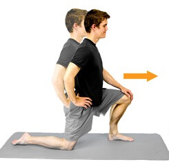 Kneeling quads stretch for Osgood Schlatters Disease