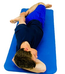 Quadricep stretch in side-lying. Approved use hep2go.com Quadricep stretch in side-lying. Approved use hep2go.com