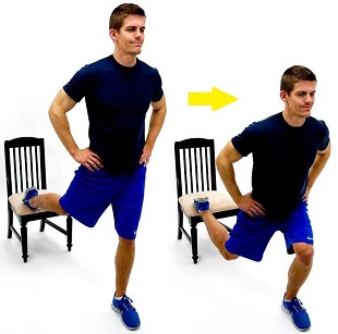 Challenging Quadriceps Exercises for Knee Pain: Bulgarian Squats. Approved use hep2go.com