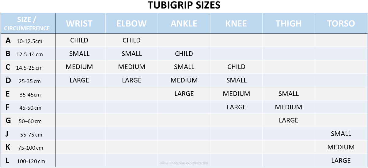 Legs Size Chart